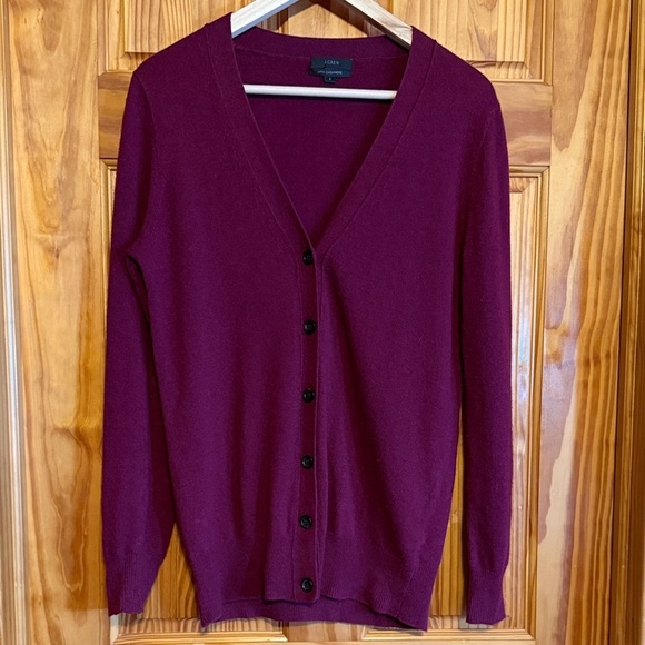 J. Crew Sweaters - J. Crew Deep Red V-Neck Cardigan- Wool and Cashmere blend